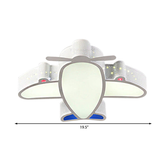 Led Cartoon Ceiling Lamp For Boys Bedroom - Acrylic And Metal Plane Flush Mount Light With