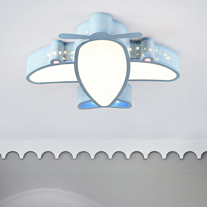 Led Cartoon Ceiling Lamp For Boys Bedroom - Acrylic And Metal Plane Flush Mount Light With