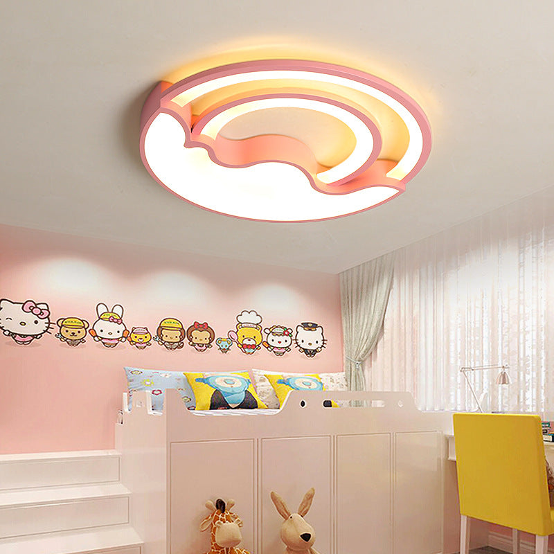 Macaron Led Ceiling Lamp - Modern Flush Mount Light For Childs Bedroom Pink / Warm