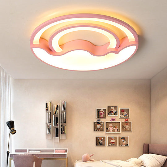 Macaron Led Ceiling Lamp - Modern Flush Mount Light For Childs Bedroom