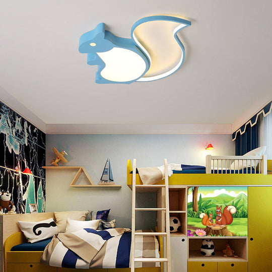 Blue Animal Baby Squirrel Led Ceiling Lamp For Child’s Bedroom