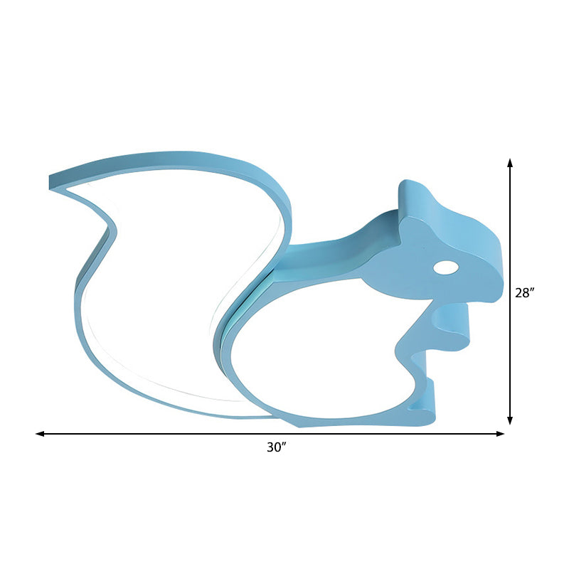 Blue Animal Baby Squirrel Led Ceiling Lamp For Child’s Bedroom