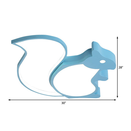 Blue Animal Baby Squirrel Led Ceiling Lamp For Childs Bedroom
