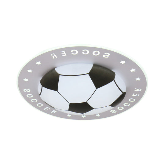 Football Flush Mount Led Ceiling Light For Kids Bedroom: Metal & Acrylic Sport Style