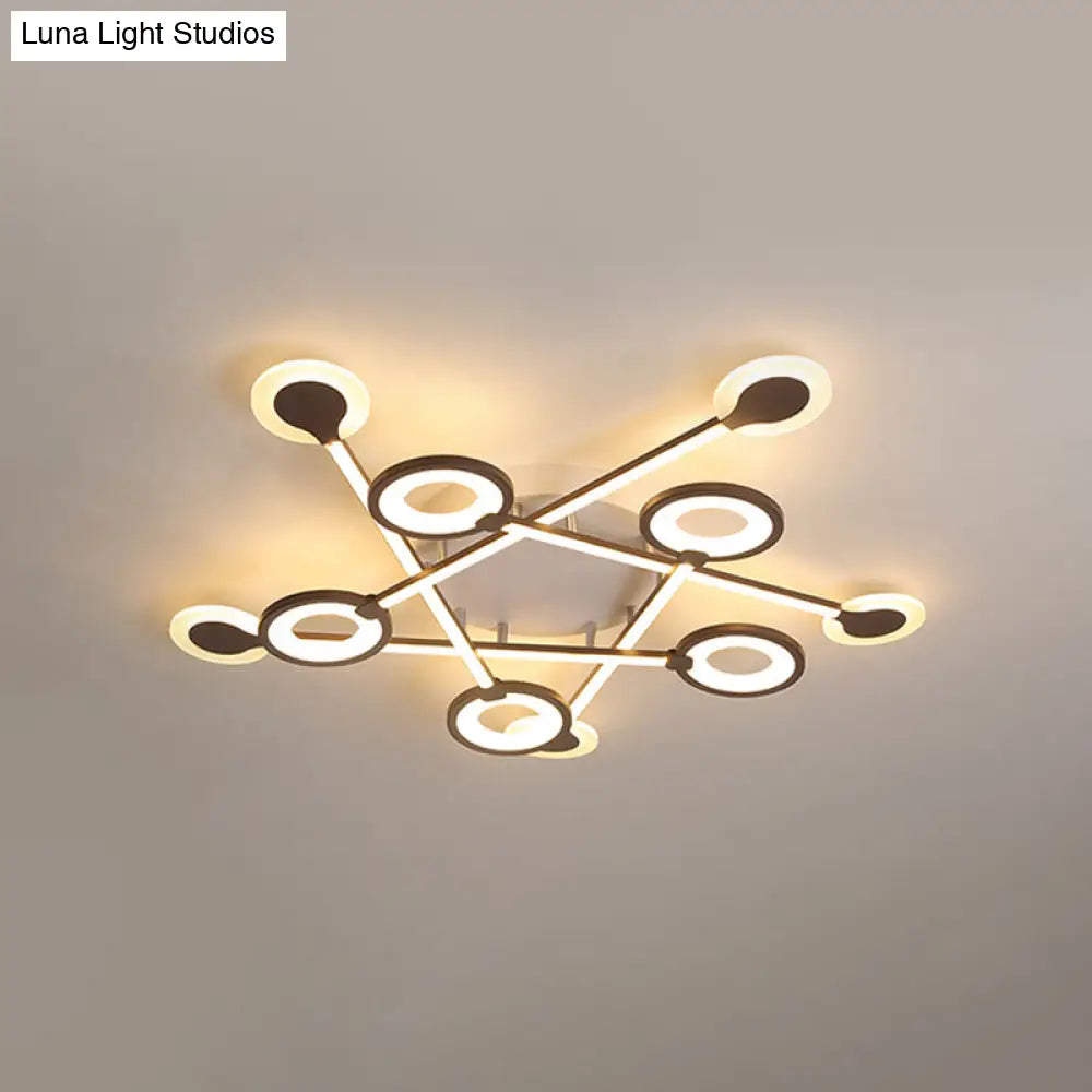 31.5’/39’ Crossed Ceiling Lighting: Modern Acrylic Led Black Flush Lamp (Warm/White Light) /