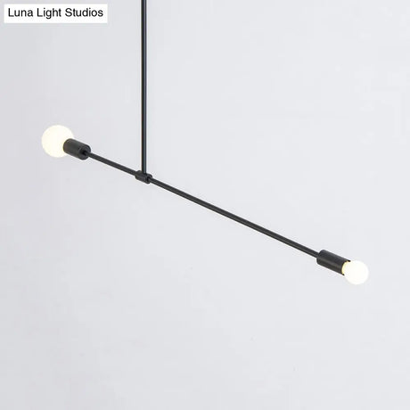 31.5/39 Exposed Chandelier Lamp - Modern Metal Design 2 Head Black/Gold Indoor Hanging Lighting