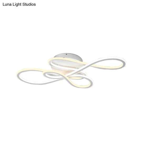 31.5/39 Modern Acrylic Led Semi-Flush Ceiling Light - Twisted Design Warm/White For Living Room