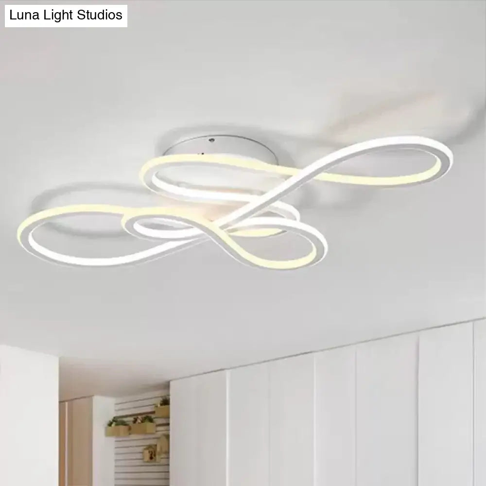 31.5/39 Modern Acrylic Led Semi-Flush Ceiling Light - Twisted Design Warm/White For Living Room