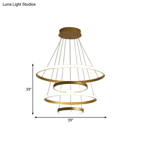 31.5/39 Wide 4-Tier Gold Led Pendant Chandelier - Modern Living Room Hanging Lamp