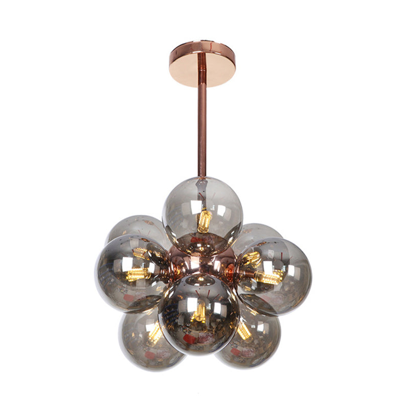 Sleek Copper Ceiling Mounted Globe Semi Flush Light With Minimalist White/Green/Blue Glass – 9