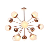 Globe Esszimmer-Halbdeckenleuchte mit weißem/klarem/rauchgrauem Glas – 9/12/15 Lichter – Modernes Design in Kupfer/Chrom/Gold