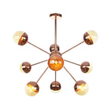 Globe Esszimmer-Halbdeckenleuchte mit weißem/klarem/rauchgrauem Glas – 9/12/15 Lichter – Modernes Design in Kupfer/Chrom/Gold