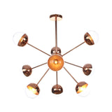 Globe Esszimmer-Halbdeckenleuchte mit weißem/klarem/rauchgrauem Glas – 9/12/15 Lichter – Modernes Design in Kupfer/Chrom/Gold