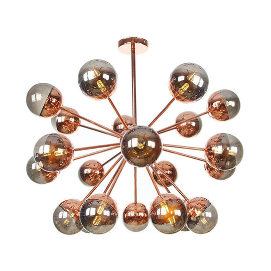 Globe Esszimmer-Halbdeckenleuchte mit weißem/klarem/rauchgrauem Glas – 9/12/15 Lichter – Modernes Design in Kupfer/Chrom/Gold