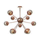 Globe Esszimmer-Halbdeckenleuchte mit weißem/klarem/rauchgrauem Glas – 9/12/15 Lichter – Modernes Design in Kupfer/Chrom/Gold