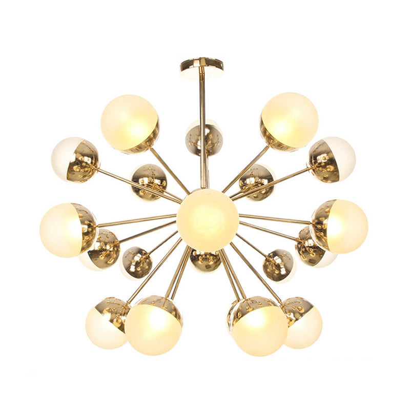 Globe Esszimmer-Halbdeckenleuchte mit weißem/klarem/rauchgrauem Glas – 9/12/15 Lichter – Modernes Design in Kupfer/Chrom/Gold