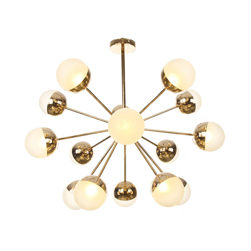 Globe Esszimmer-Halbdeckenleuchte mit weißem/klarem/rauchgrauem Glas – 9/12/15 Lichter – Modernes Design in Kupfer/Chrom/Gold