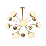 Globe Esszimmer-Halbdeckenleuchte mit weißem/klarem/rauchgrauem Glas – 9/12/15 Lichter – Modernes Design in Kupfer/Chrom/Gold