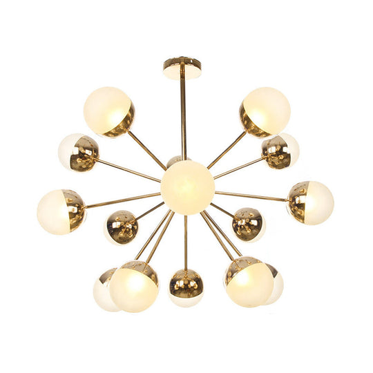 Globe Esszimmer-Halbdeckenleuchte mit weißem/klarem/rauchgrauem Glas – 9/12/15 Lichter – Modernes Design in Kupfer/Chrom/Gold