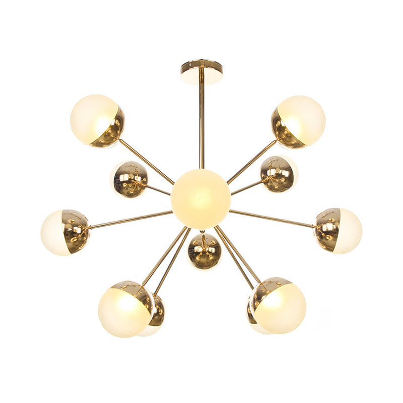 Globe Esszimmer-Halbdeckenleuchte mit weißem/klarem/rauchgrauem Glas – 9/12/15 Lichter – Modernes Design in Kupfer/Chrom/Gold