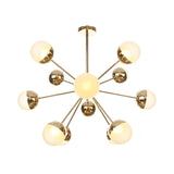 Globe Esszimmer-Halbdeckenleuchte mit weißem/klarem/rauchgrauem Glas – 9/12/15 Lichter – Modernes Design in Kupfer/Chrom/Gold