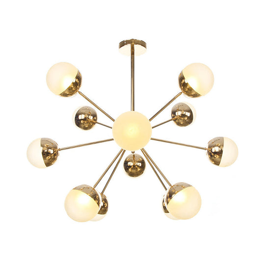 Globe Esszimmer-Halbdeckenleuchte mit weißem/klarem/rauchgrauem Glas – 9/12/15 Lichter – Modernes Design in Kupfer/Chrom/Gold