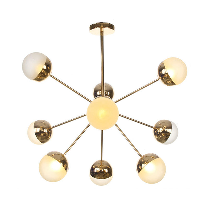Globe Esszimmer-Halbdeckenleuchte mit weißem/klarem/rauchgrauem Glas – 9/12/15 Lichter – Modernes Design in Kupfer/Chrom/Gold