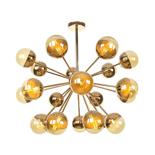 Globe Esszimmer-Halbdeckenleuchte mit weißem/klarem/rauchgrauem Glas – 9/12/15 Lichter – Modernes Design in Kupfer/Chrom/Gold