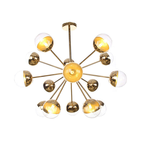 Globe Esszimmer-Halbdeckenleuchte mit weißem/klarem/rauchgrauem Glas – 9/12/15 Lichter – Modernes Design in Kupfer/Chrom/Gold