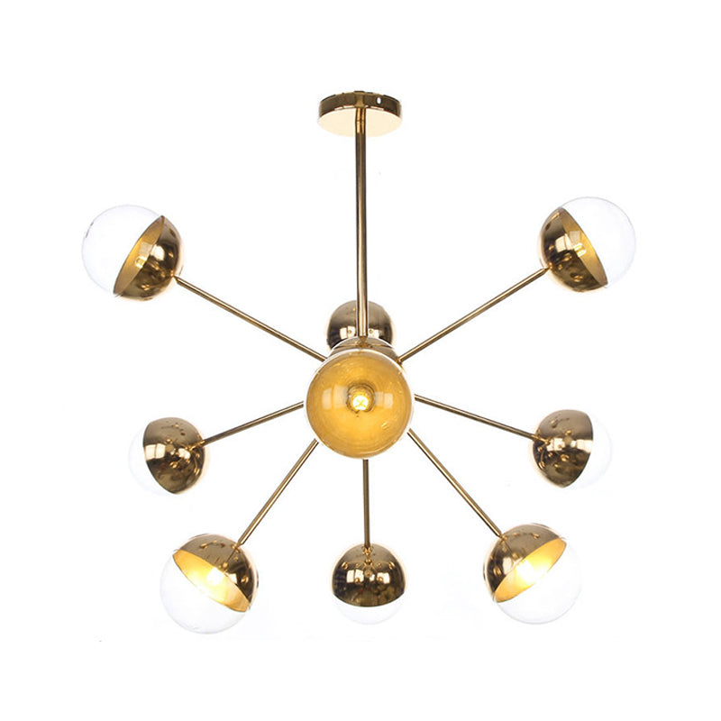 Globe Esszimmer-Halbdeckenleuchte mit weißem/klarem/rauchgrauem Glas – 9/12/15 Lichter – Modernes Design in Kupfer/Chrom/Gold