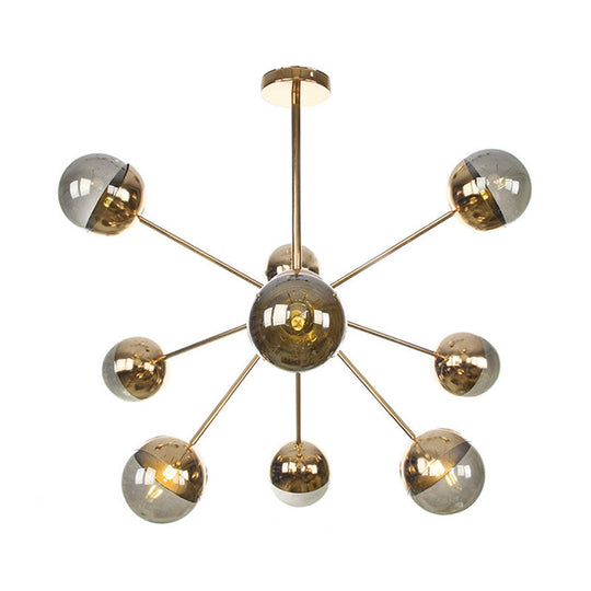 Globe Esszimmer-Halbdeckenleuchte mit weißem/klarem/rauchgrauem Glas – 9/12/15 Lichter – Modernes Design in Kupfer/Chrom/Gold