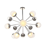 Globe Esszimmer-Halbdeckenleuchte mit weißem/klarem/rauchgrauem Glas – 9/12/15 Lichter – Modernes Design in Kupfer/Chrom/Gold