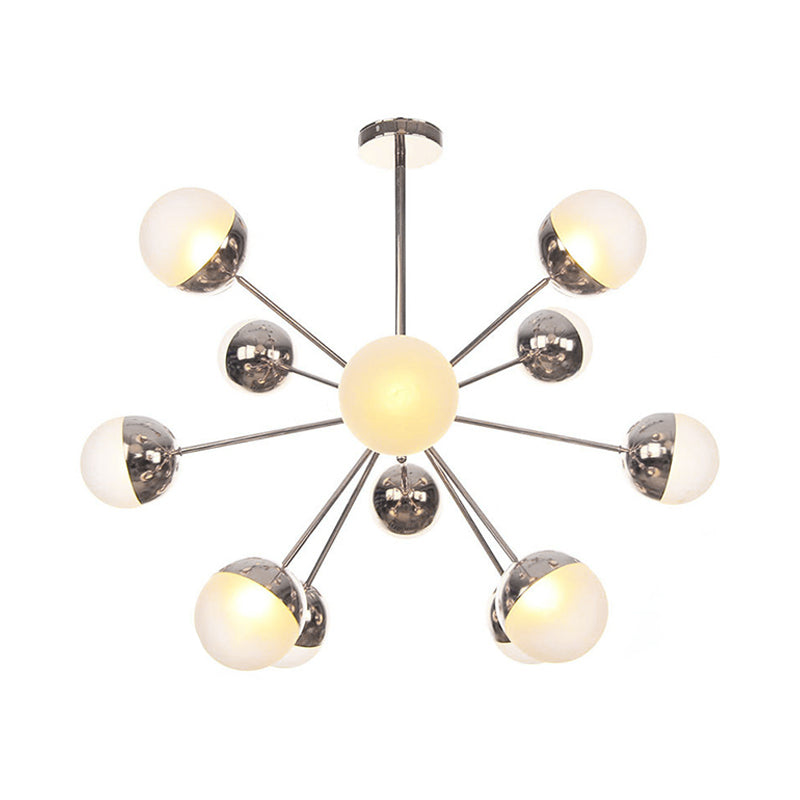 Globe Esszimmer-Halbdeckenleuchte mit weißem/klarem/rauchgrauem Glas – 9/12/15 Lichter – Modernes Design in Kupfer/Chrom/Gold