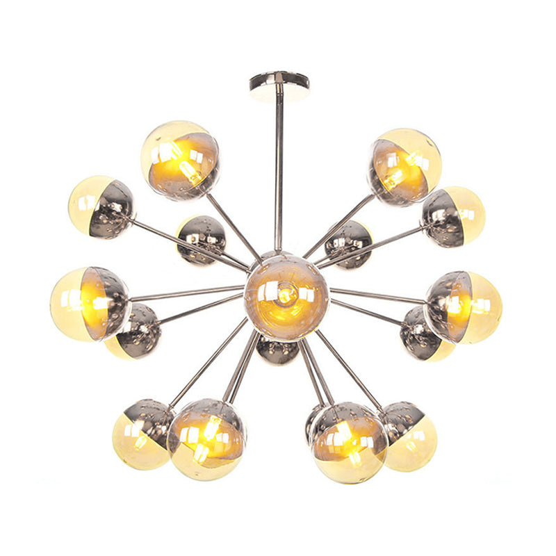 Globe Esszimmer-Halbdeckenleuchte mit weißem/klarem/rauchgrauem Glas – 9/12/15 Lichter – Modernes Design in Kupfer/Chrom/Gold