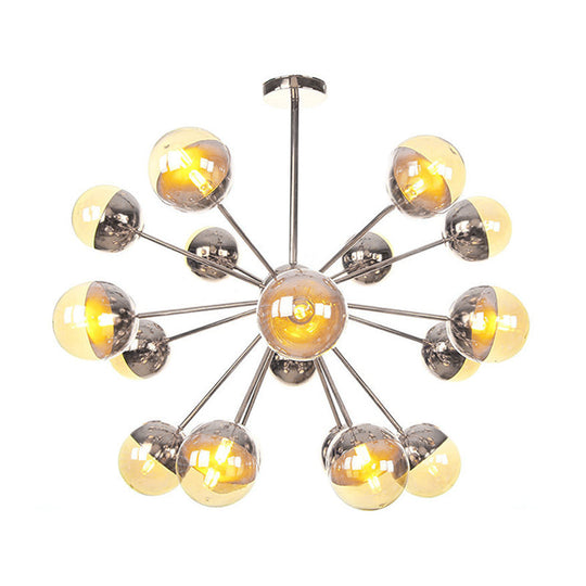 Globe Esszimmer-Halbdeckenleuchte mit weißem/klarem/rauchgrauem Glas – 9/12/15 Lichter – Modernes Design in Kupfer/Chrom/Gold