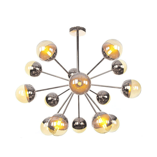 Globe Esszimmer-Halbdeckenleuchte mit weißem/klarem/rauchgrauem Glas – 9/12/15 Lichter – Modernes Design in Kupfer/Chrom/Gold