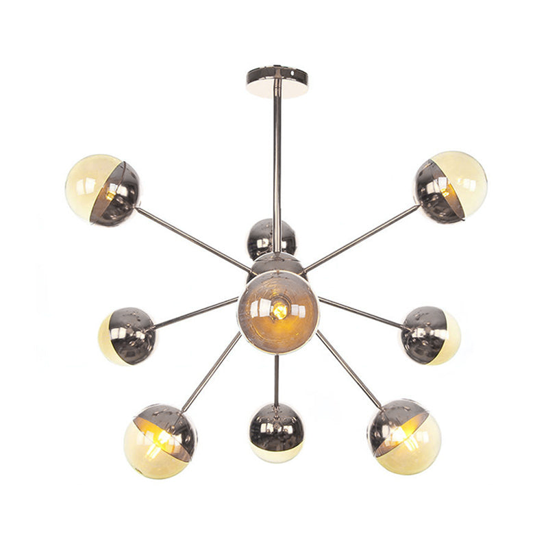 Globe Esszimmer-Halbdeckenleuchte mit weißem/klarem/rauchgrauem Glas – 9/12/15 Lichter – Modernes Design in Kupfer/Chrom/Gold