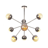 Globe Esszimmer-Halbdeckenleuchte mit weißem/klarem/rauchgrauem Glas – 9/12/15 Lichter – Modernes Design in Kupfer/Chrom/Gold