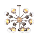 Globe Esszimmer-Halbdeckenleuchte mit weißem/klarem/rauchgrauem Glas – 9/12/15 Lichter – Modernes Design in Kupfer/Chrom/Gold