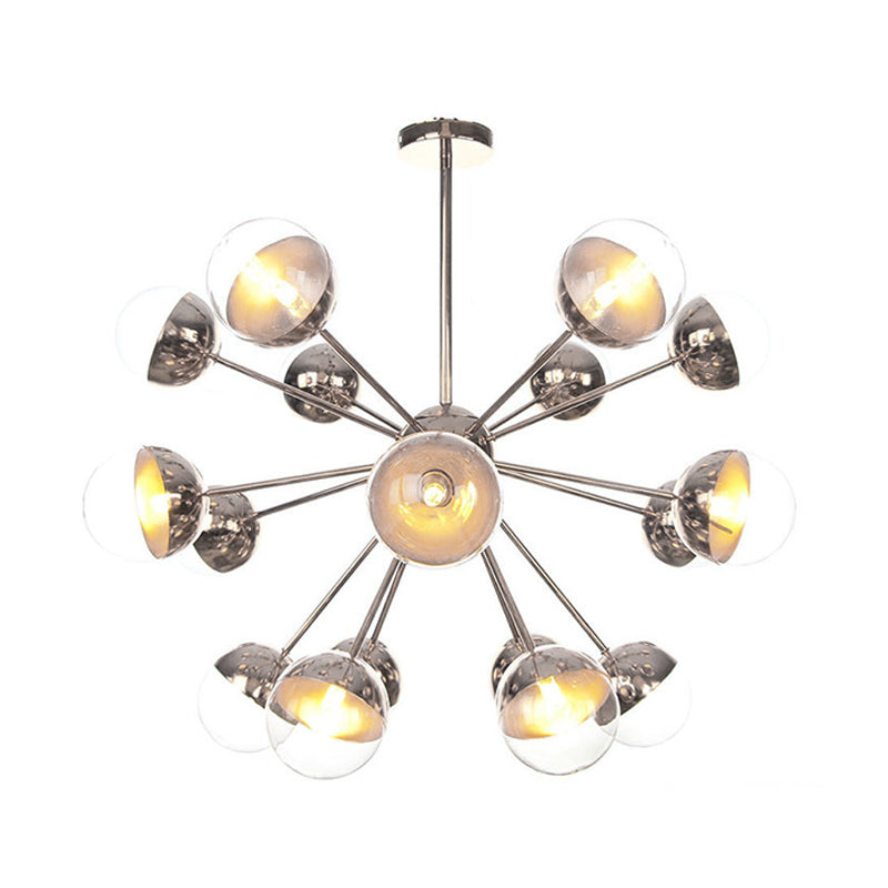 Globe Esszimmer-Halbdeckenleuchte mit weißem/klarem/rauchgrauem Glas – 9/12/15 Lichter – Modernes Design in Kupfer/Chrom/Gold