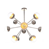 Globe Esszimmer-Halbdeckenleuchte mit weißem/klarem/rauchgrauem Glas – 9/12/15 Lichter – Modernes Design in Kupfer/Chrom/Gold