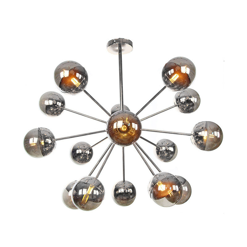 Globe Esszimmer-Halbdeckenleuchte mit weißem/klarem/rauchgrauem Glas – 9/12/15 Lichter – Modernes Design in Kupfer/Chrom/Gold