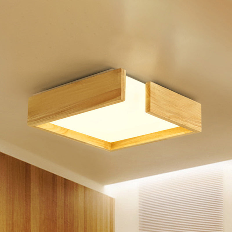 Sleek Natural Wood Flush Mount Led Ceiling Light Fixture In Warm/White 16’/20.5’/25.5’ W / 16’ Warm