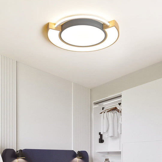 Modern Acrylic Led Flush Mount Light - Grey/Green 16.5/20.5 Diameter White/Warm Available