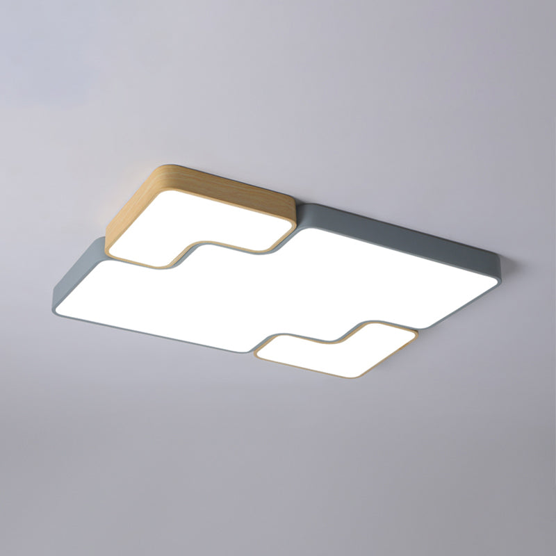 Contemporary Grey Square/Rectangle Flush Led Ceiling Lamp - Choice Of 18’/22’/35.5’ Acrylic