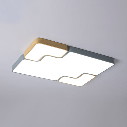Contemporary Grey Square/Rectangle Flush Led Ceiling Lamp - Choice Of 18’/22’/35.5’ Acrylic