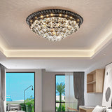 Modern Crystal Ball Led Flush Mount Lamp For Bedroom Ceiling - Black Dome Design