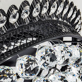 Modern Crystal Ball Led Flush Mount Lamp For Bedroom Ceiling - Black Dome Design