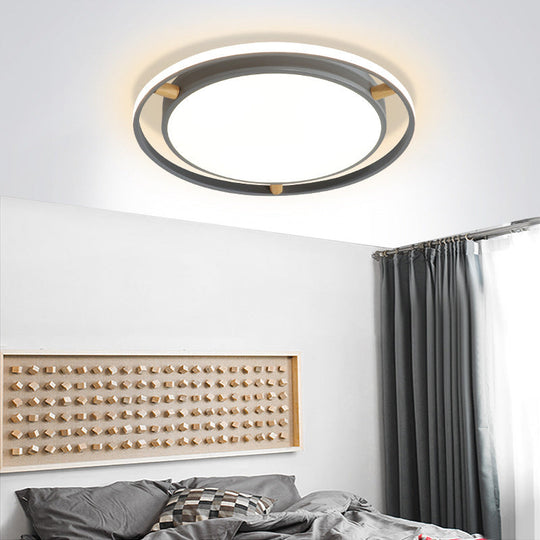Contemporary Round Metal Bedroom Flush Mount Lighting - 16’/19.5’/23.5’ Wide Led Ceiling