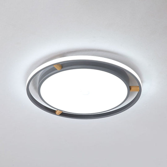 Contemporary Round Metal Bedroom Flush Mount Lighting - 16’/19.5’/23.5’ Wide Led Ceiling